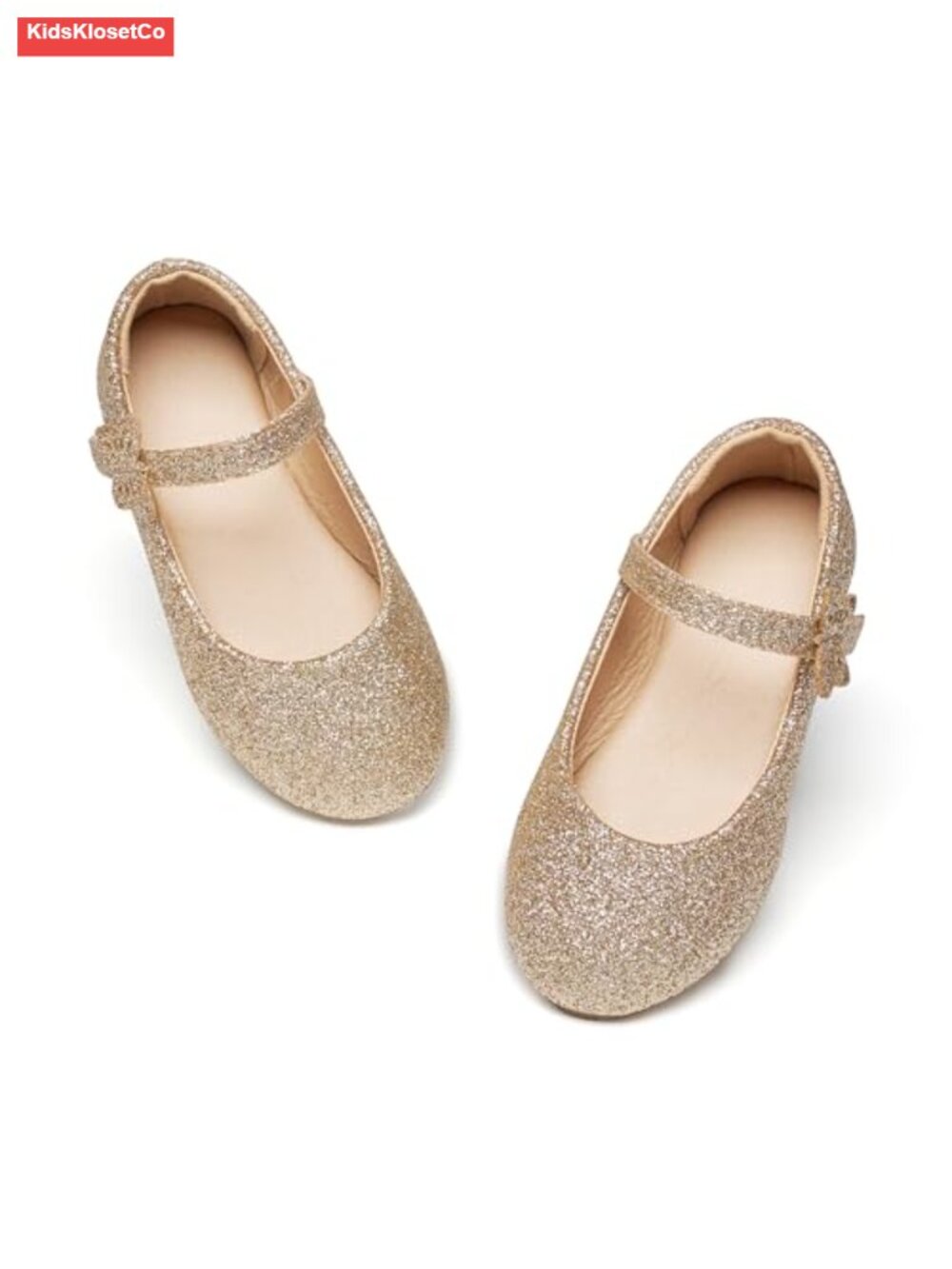 Toddler Girls Mary Janes Ballerina Flats - Glitter Hook & Loop Dress Shoes